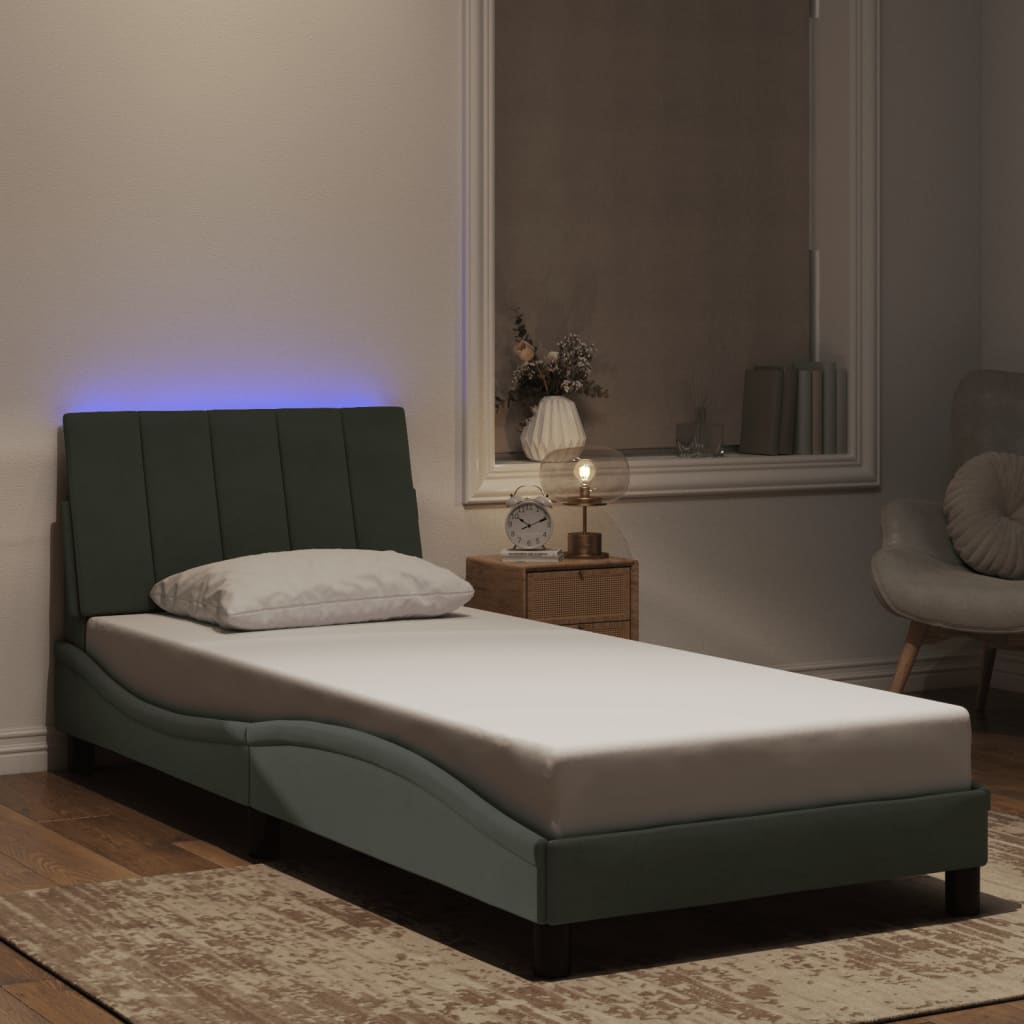 Okvir kreveta s LED-om bez madraca Hanko svjetlosivi 80x200 cm baršunasti