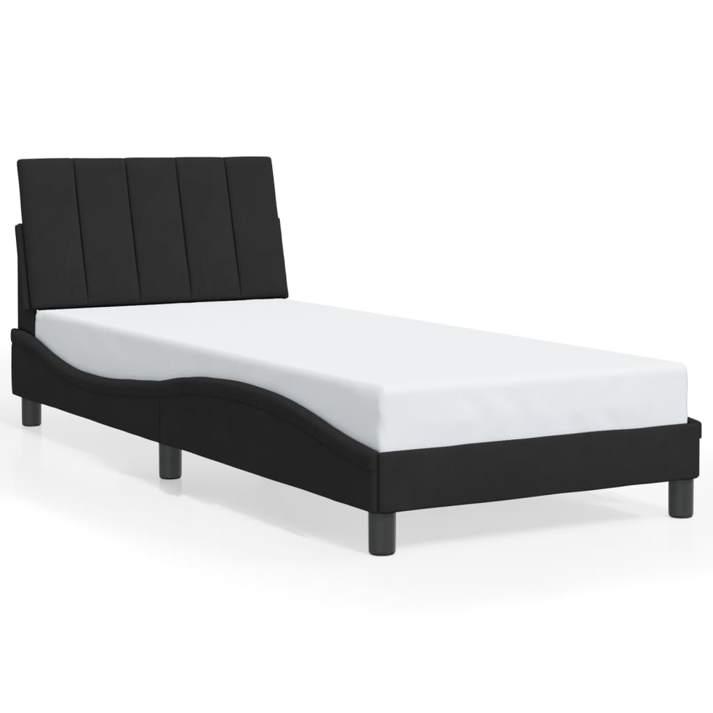 Okvir kreveta s LED-om bez madraca Hanko crni 80 x 200 cm baršunasti