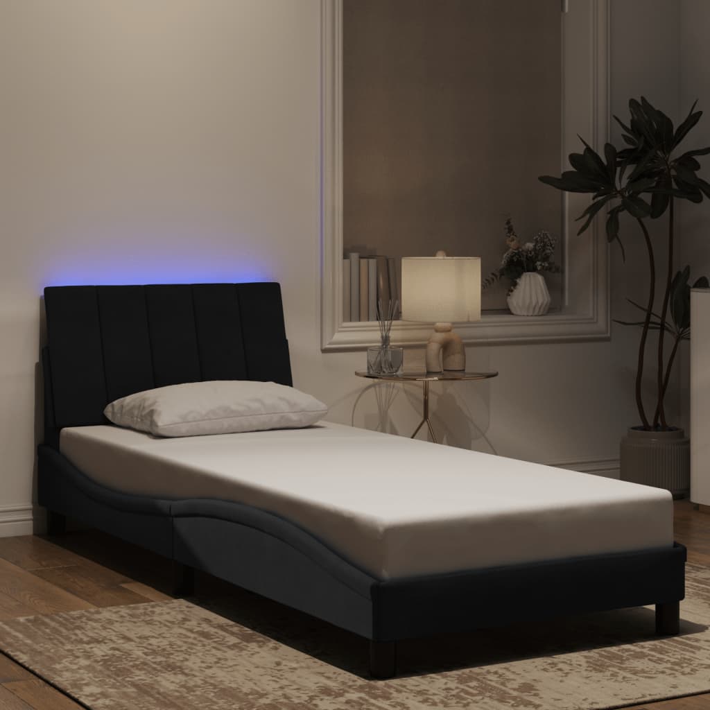 Okvir kreveta s LED-om bez madraca Hanko crni 80 x 200 cm baršunasti