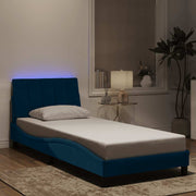 Okvir kreveta s LED-om bez madraca Hanko plavi 80 x 200 cm baršunasti