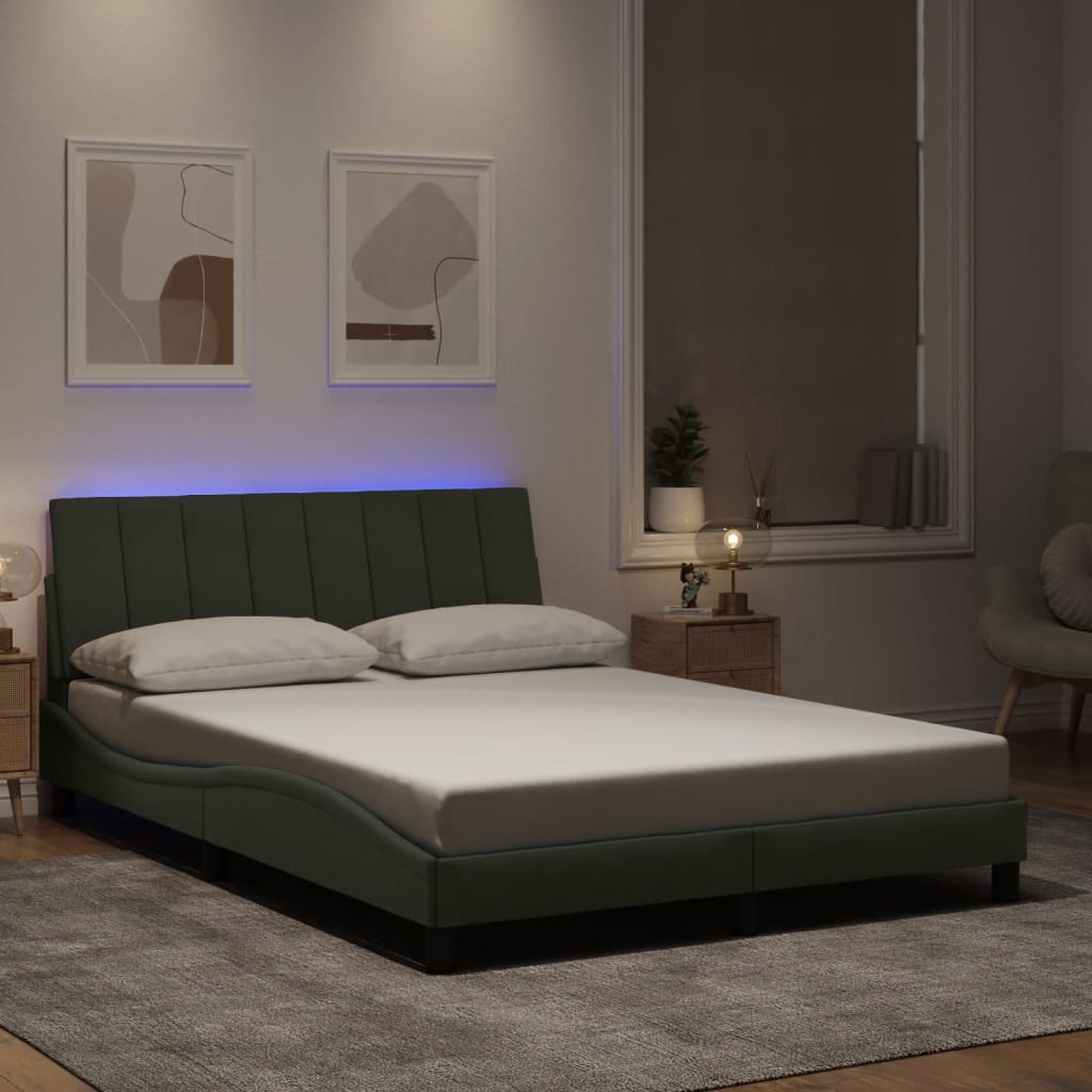 Okvir kreveta s LED-om bez madraca Hanko svjetlosivi 120x200 cm baršunasti