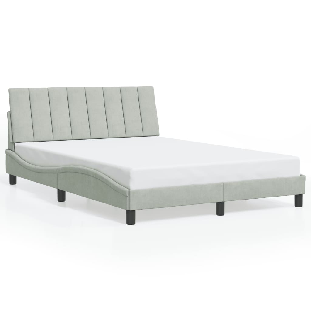 Okvir kreveta s LED-om bez madraca Hanko svjetlosivi 140x190 cm baršunasti