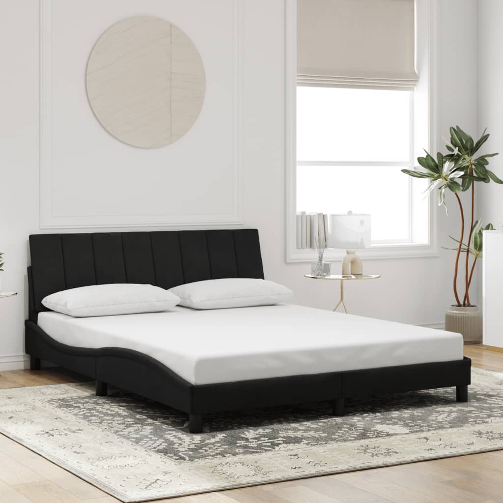 Okvir kreveta s LED-om bez madraca Hanko crni 160 x 200 cm baršunasti