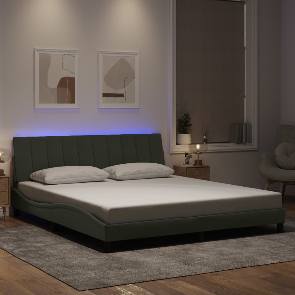 Okvir kreveta s LED-om bez madraca Hanko svjetlosivi 180x200 cm baršunasti