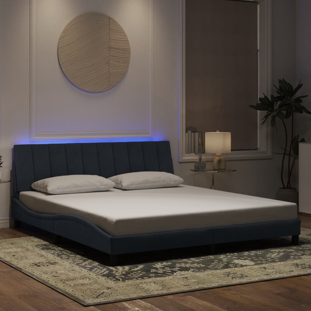 Okvir kreveta s LED-om bez madraca Hanko tamnosivi 180 x 200 cm baršunasti