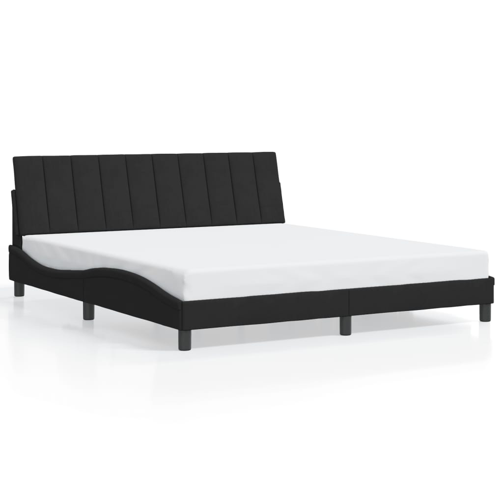 Okvir kreveta s LED-om bez madraca Hanko crni 180 x 200 cm baršunasti