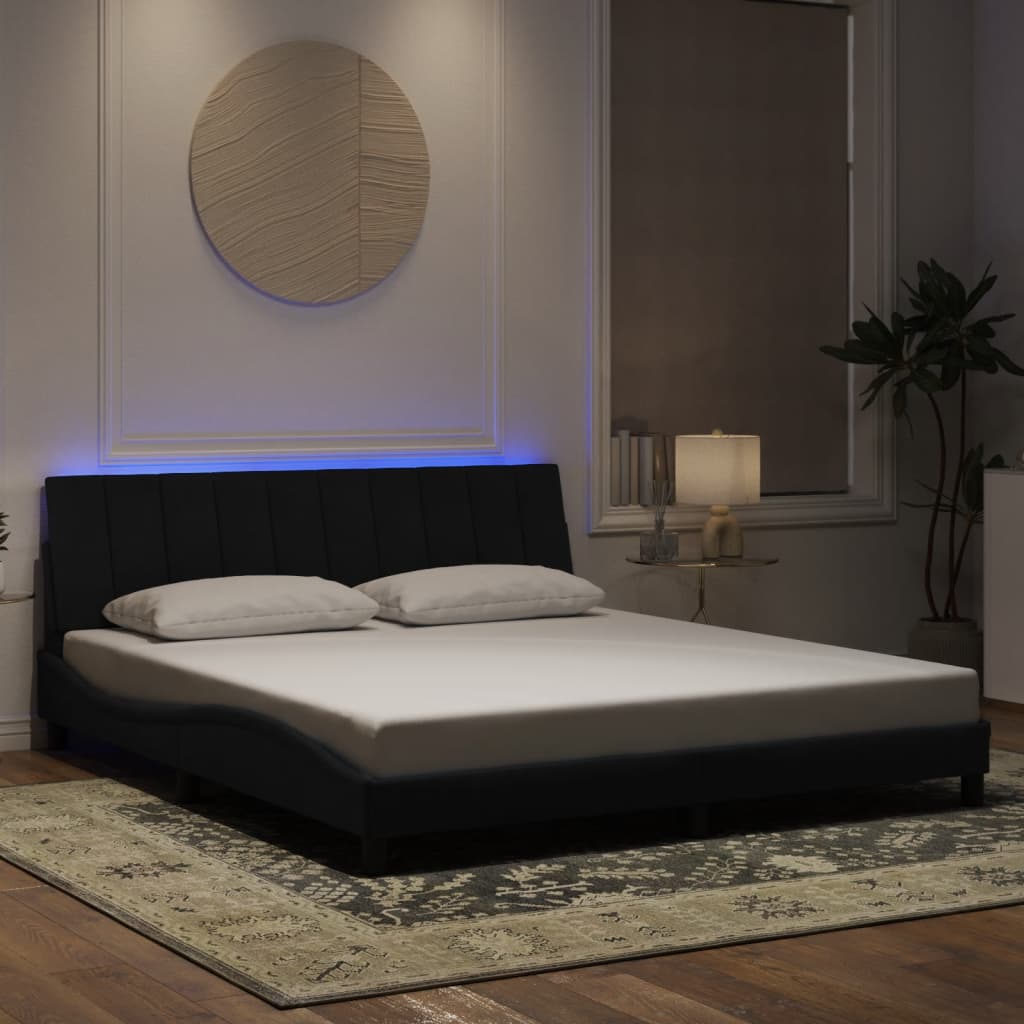 Okvir kreveta s LED-om bez madraca Hanko crni 180 x 200 cm baršunasti
