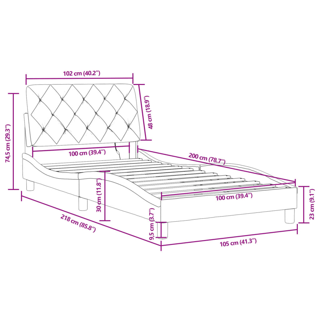 Okvir kreveta s LED-om bez madraca ružičasti 100 x 200 cm baršunasti