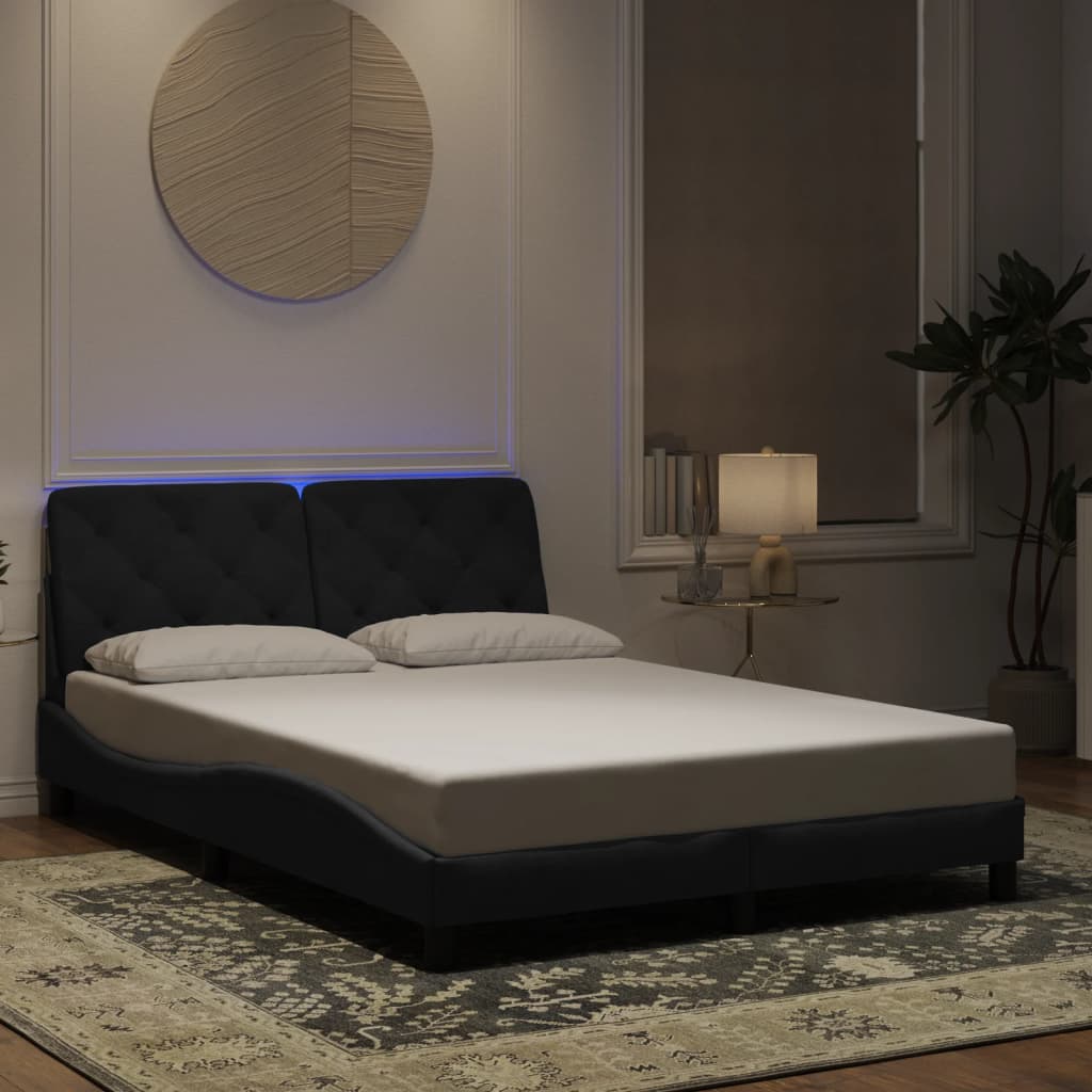 Okvir kreveta s LED-om bez madraca crni 120 x 200 cm baršunasti