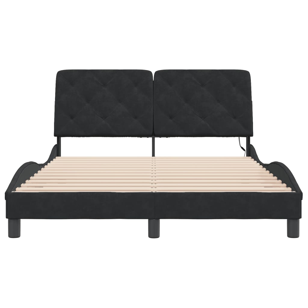 Okvir kreveta s LED-om bez madraca crni 140 x 190 cm baršunasti