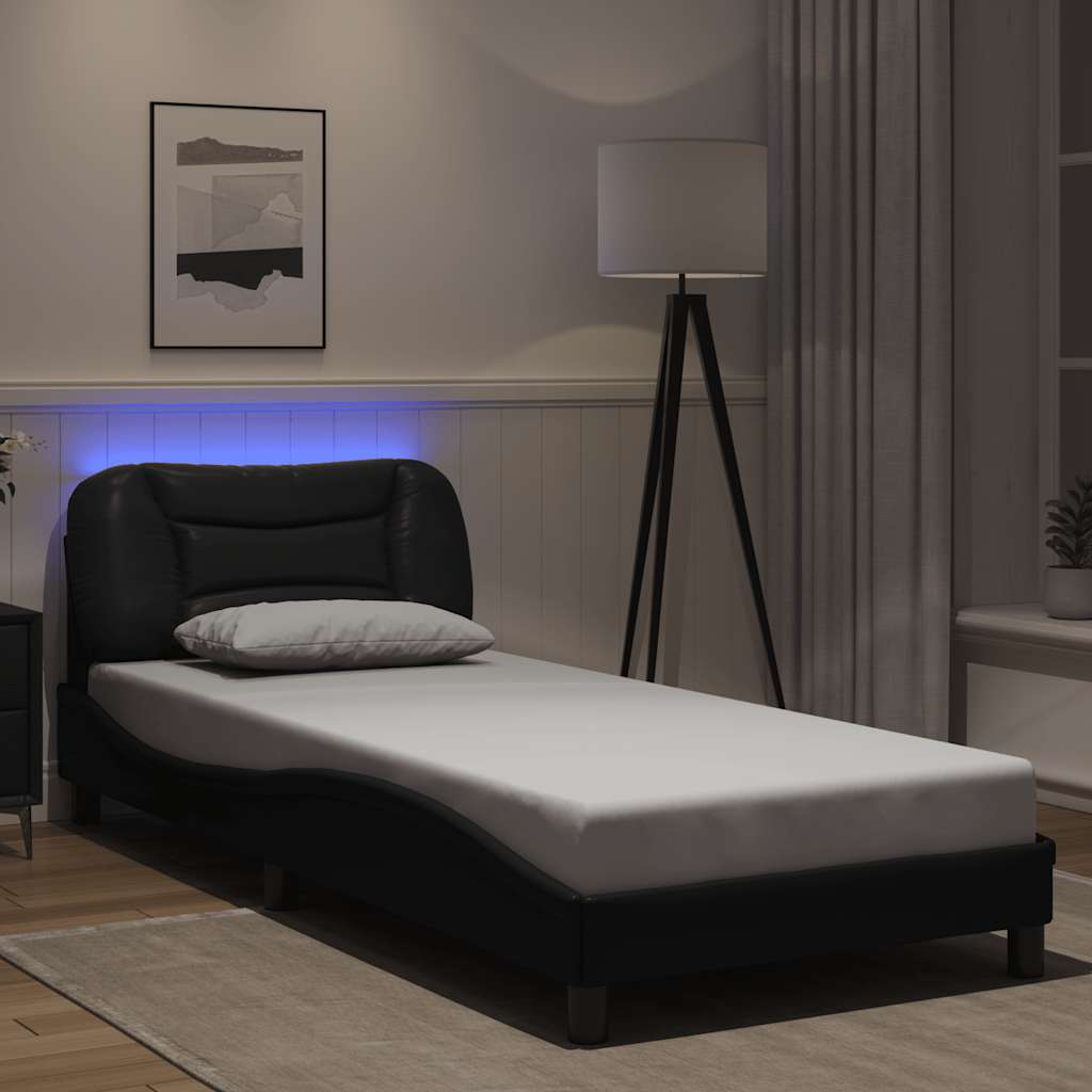 Okvir kreveta s LED-om bez madraca Hvar crni 80 x 200 cm