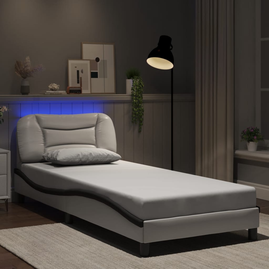 Okvir kreveta s LED-om bez madraca Hvar bijelo-crni 80x200cm