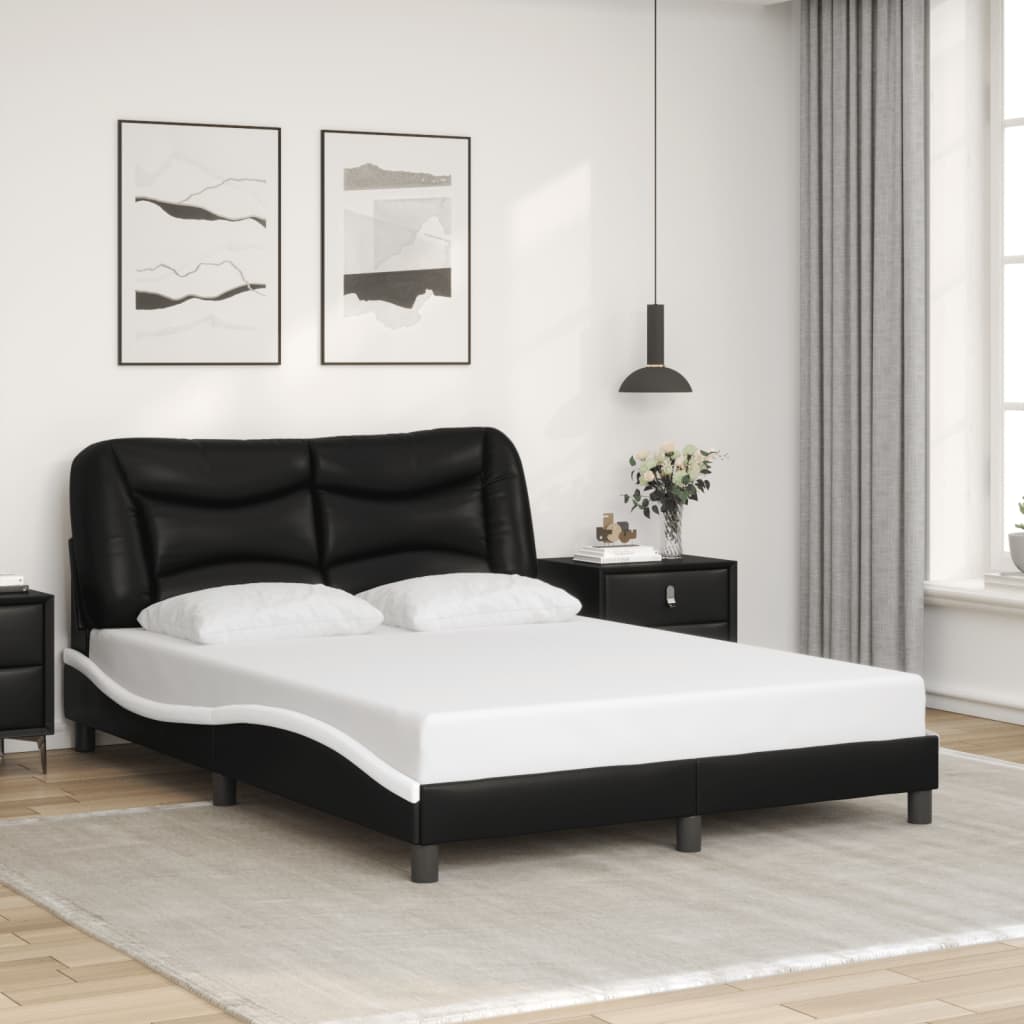 Okvir kreveta s LED-om bez madraca Hvar crno-bijeli 140 x 190 cm