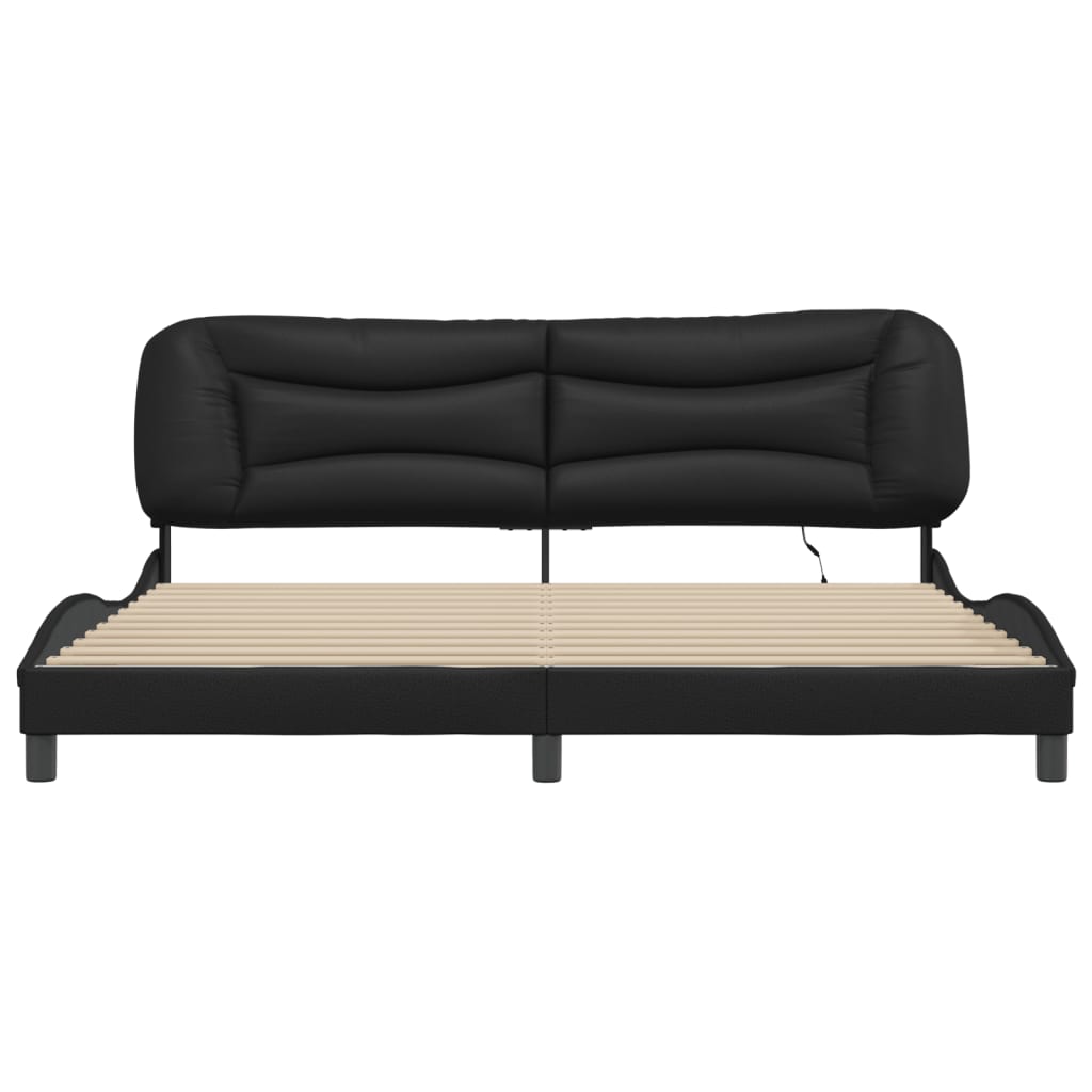 Okvir kreveta s LED-om bez madraca Hvar crni 200 x 200 cm