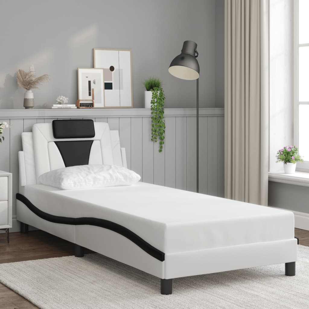 Okvir kreveta Viana s LED-om bez madraca bijelo-crni 80x200cm