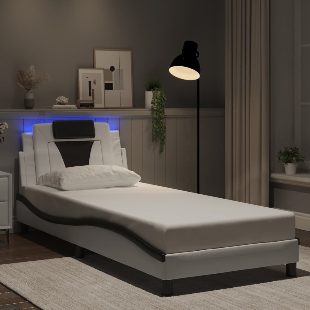 Okvir kreveta Viana s LED-om bez madraca bijelo-crni 80x200cm
