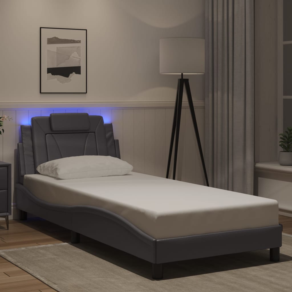 Okvir kreveta Viana s LED-om bez madraca sivi 90 x 200 cm