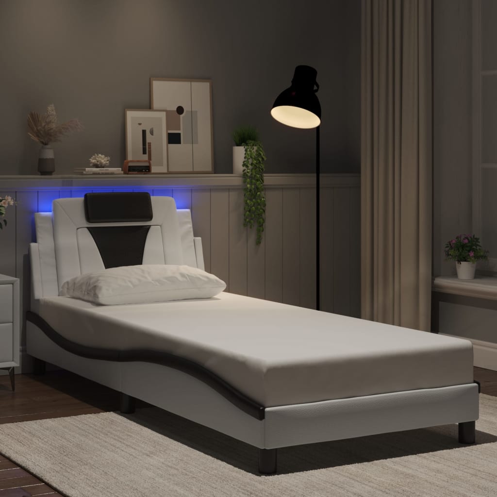 Okvir kreveta Viana s LED-om bez madraca bijelo-crni 90x200 cm