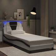 Okvir kreveta Viana s LED-om bez madraca bijelo-crni 90x200 cm