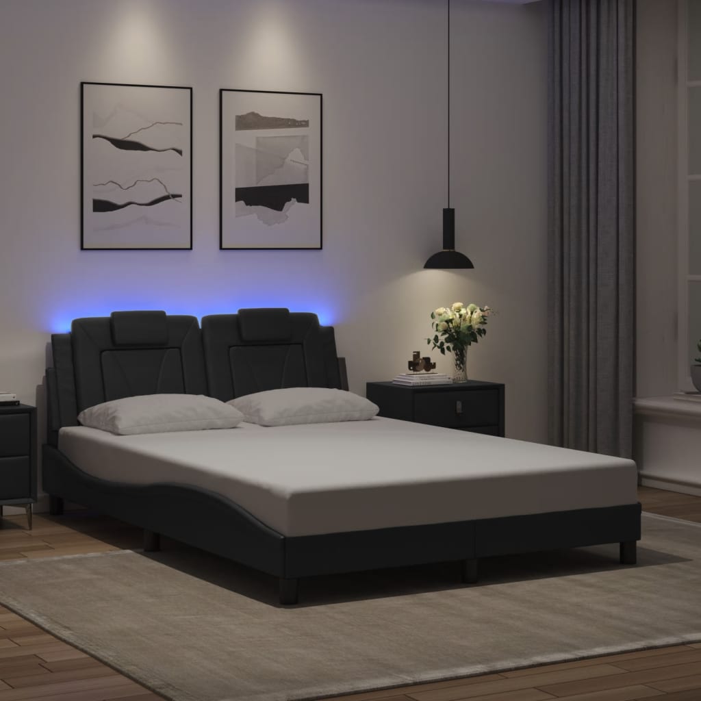 Okvir kreveta Viana s LED-om bez madraca crni 120 x 200 cm