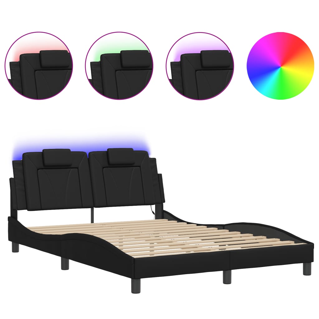 Okvir za krevet Viana s LED-om bez madraca crni 140x190 cm