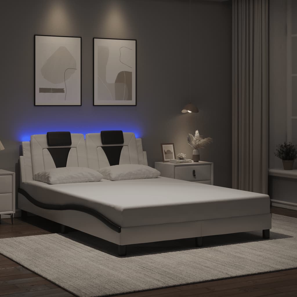 Okvir kreveta Viana s LED-om bez madracabijelo-crni 140 x 190 cm