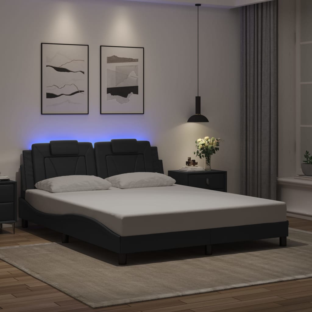 Okvir kreveta Viana s LED-om bez madraca crni 160 x 200 cm