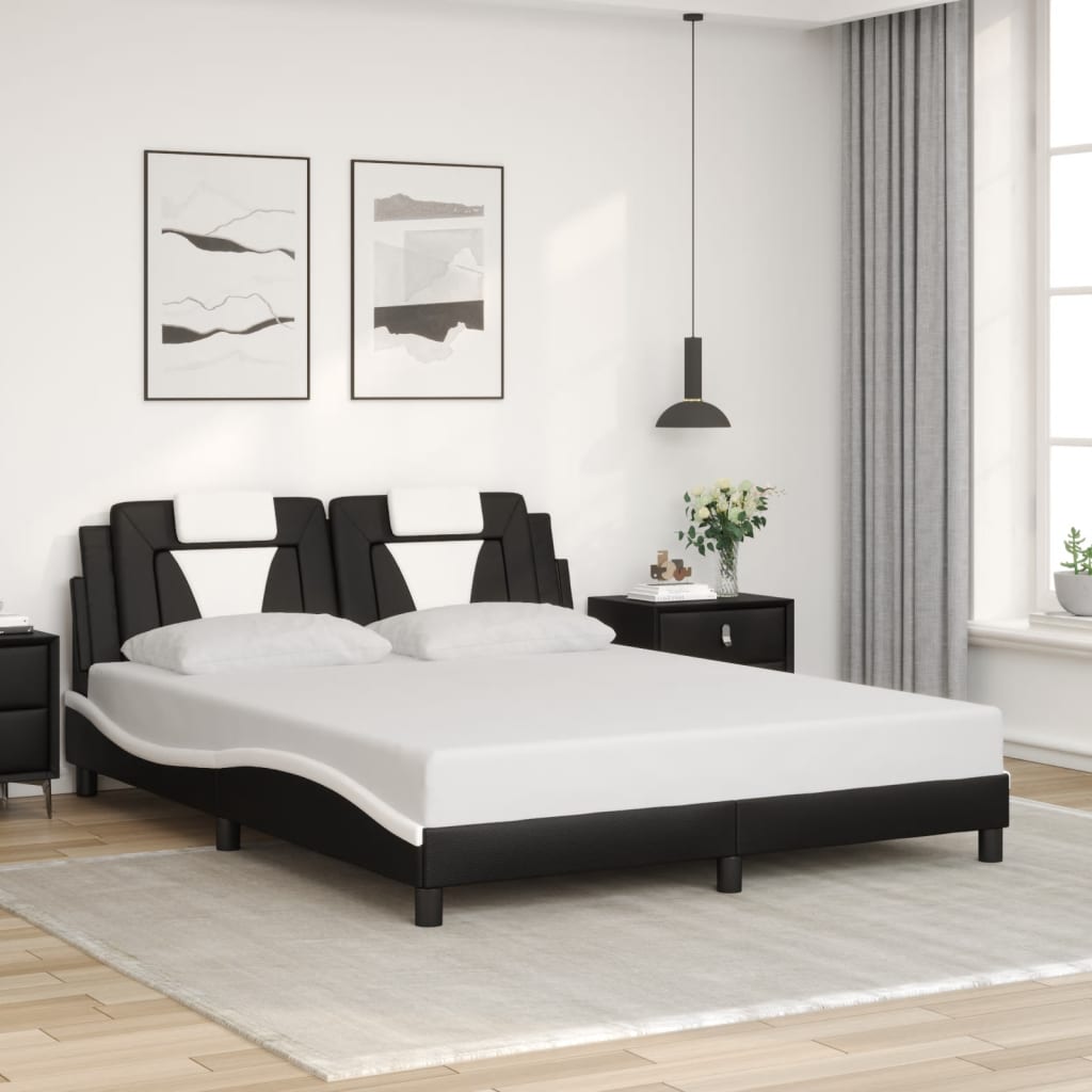 Okvir kreveta Viana s LED-om bez madracacrno-bijeli 160 x 200 cm