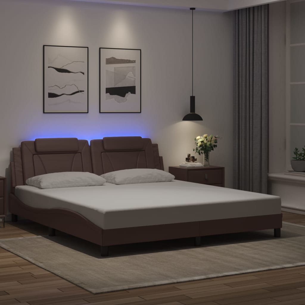 Okvir kreveta Viana s LED-om bez madraca smeđi 180x200 cm