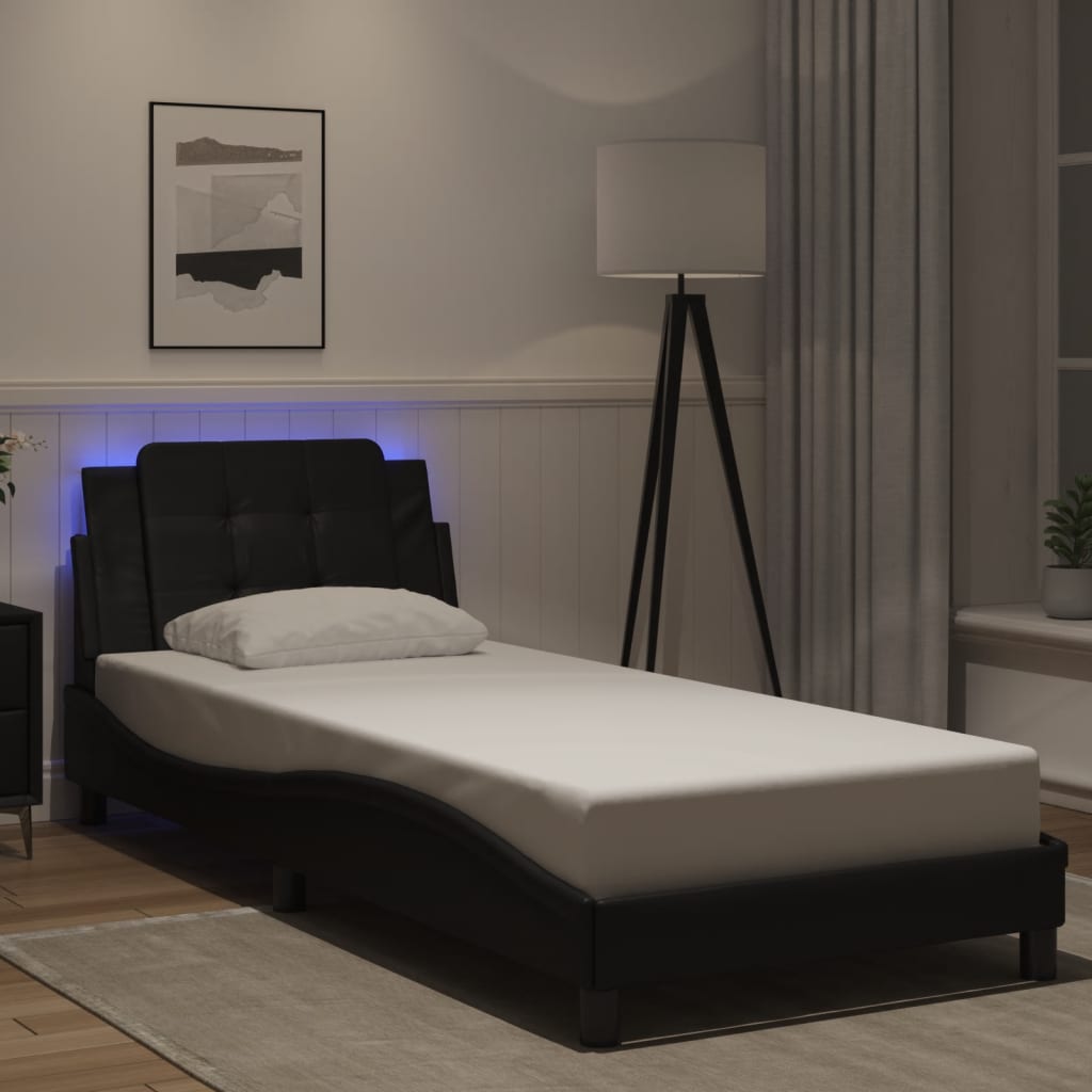 Okvir kreveta s LED-om bez madraca Zadar crni 80 x 200 cm