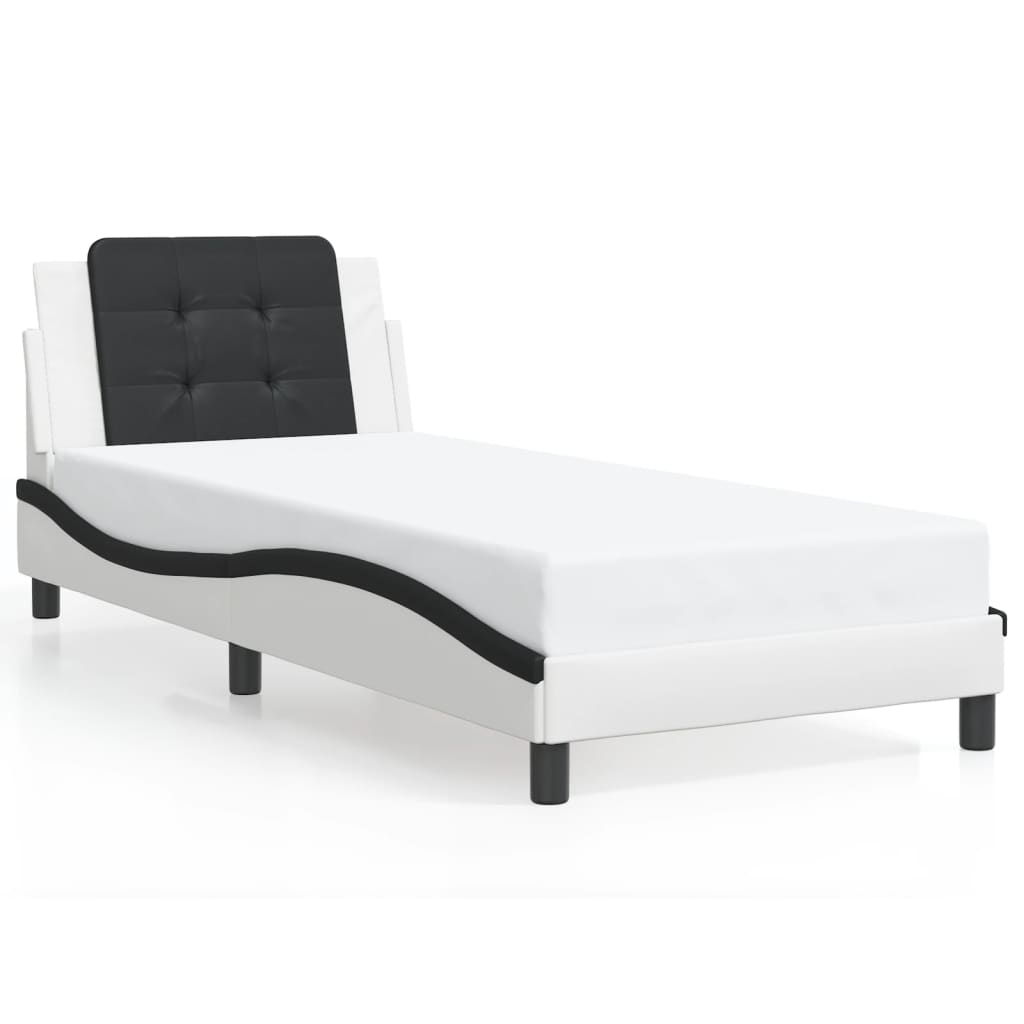 Okvir kreveta s LED-om bez madraca Zadar bijelo-crni 90x190 cm