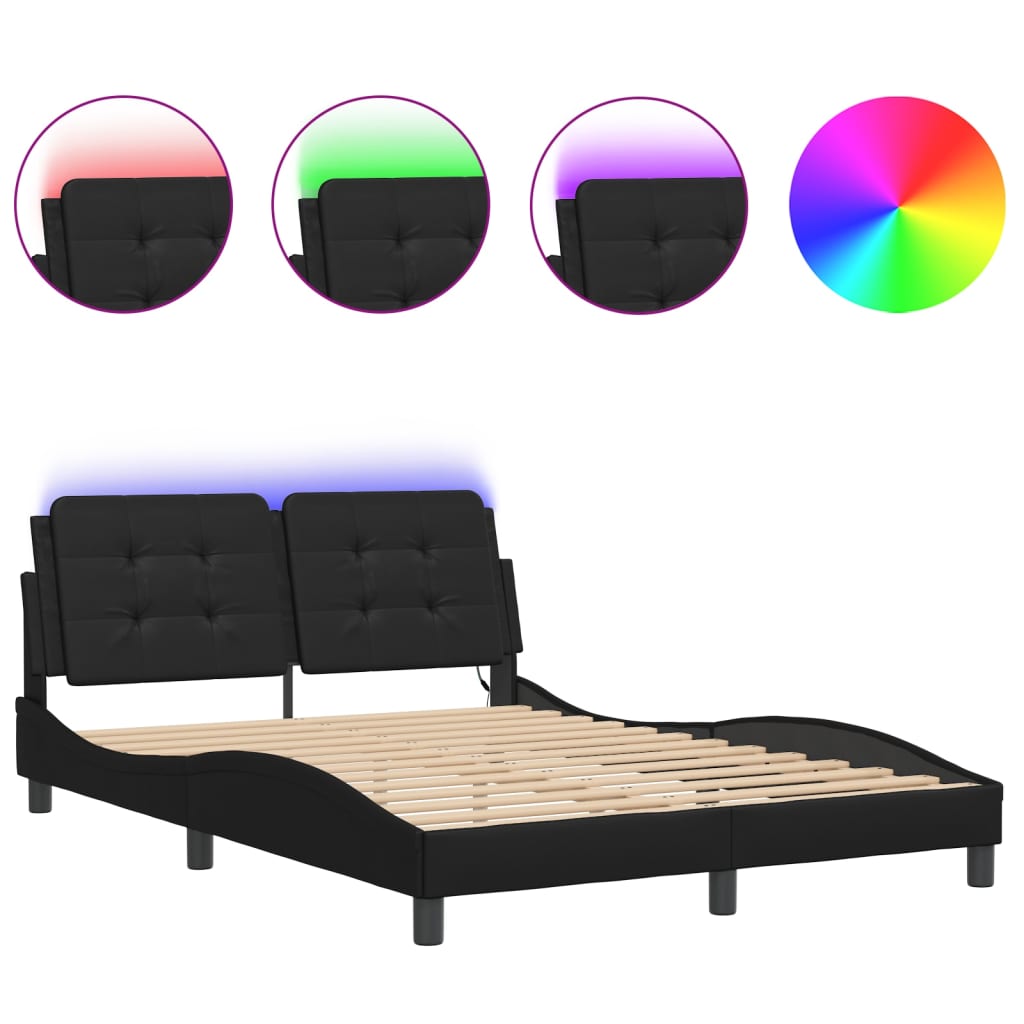 Okvir za krevet s LED-om bez madraca Zadar crni 140x190 cm