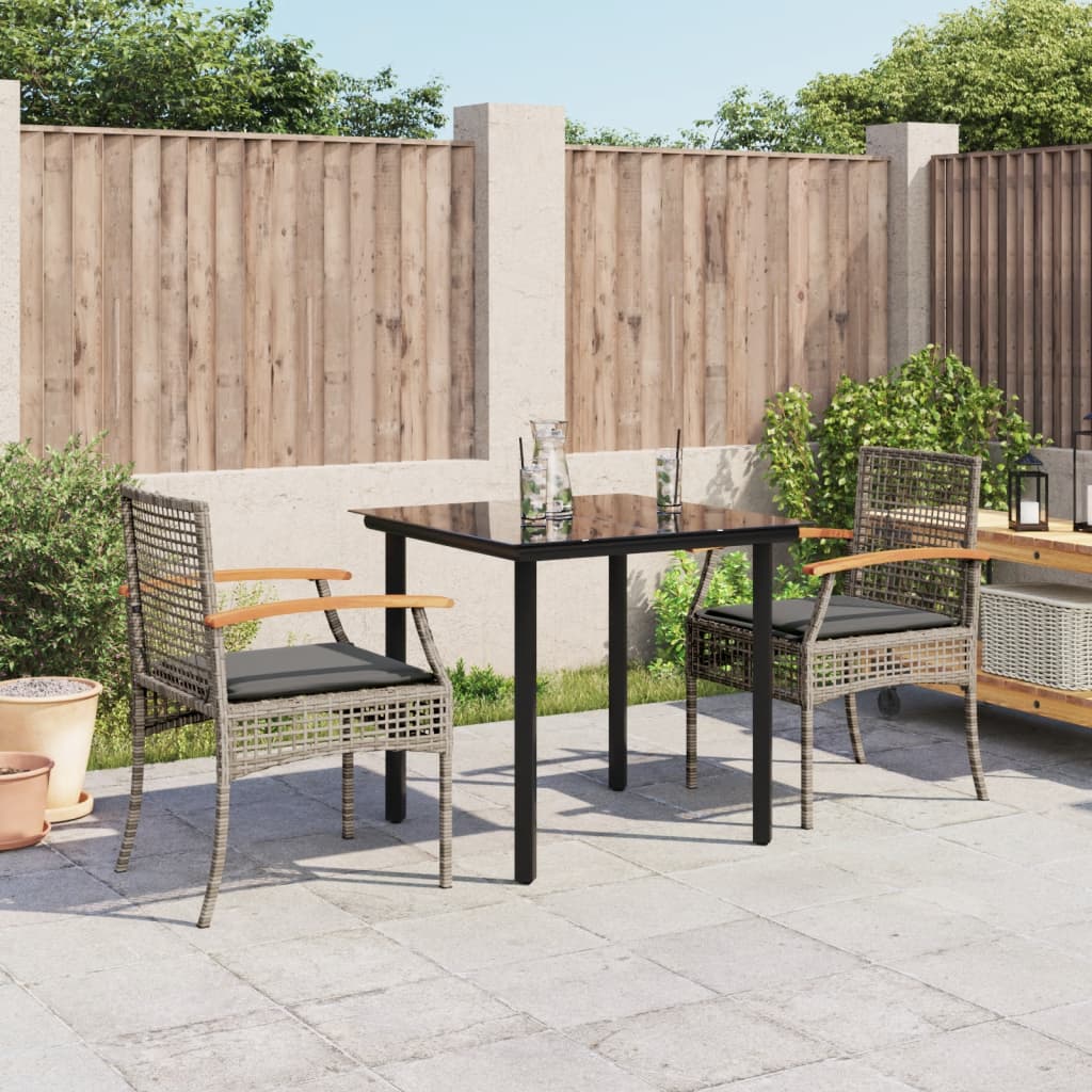 3-dijelni vrtni blagovaonski set sivi od poliratana