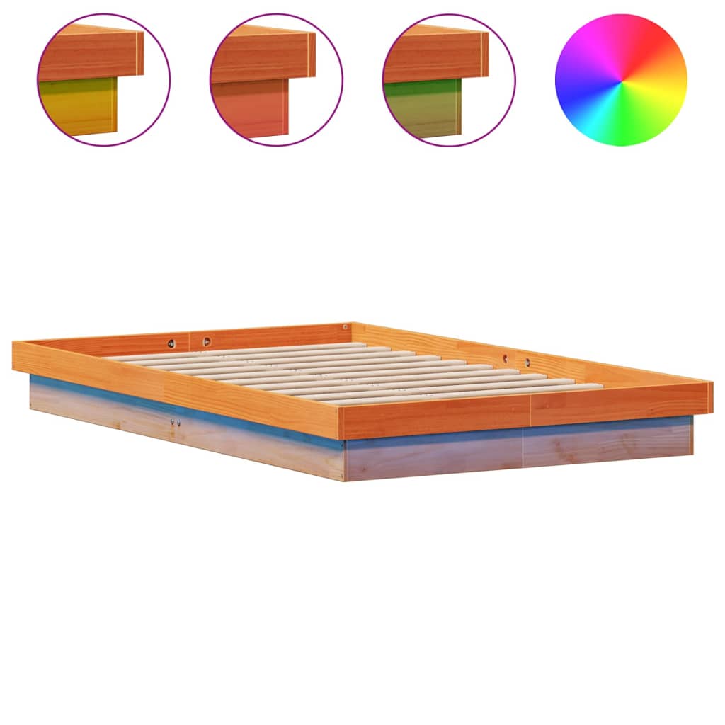 LED okvir kreveta voštano smeđi 120x200 cm od masivne borovine
