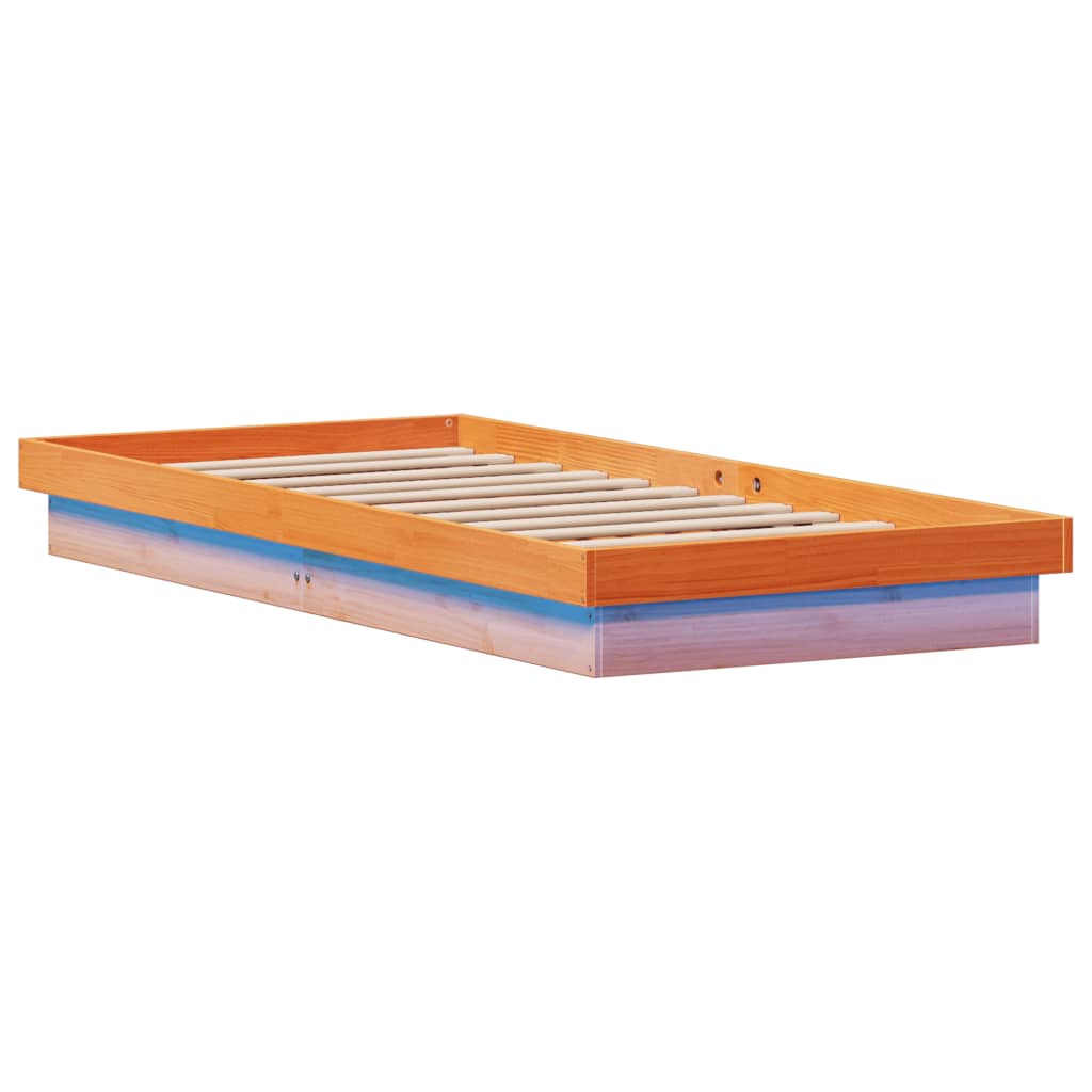 LED okvir kreveta voštano smeđi 90 x 190 cm od masivne borovine