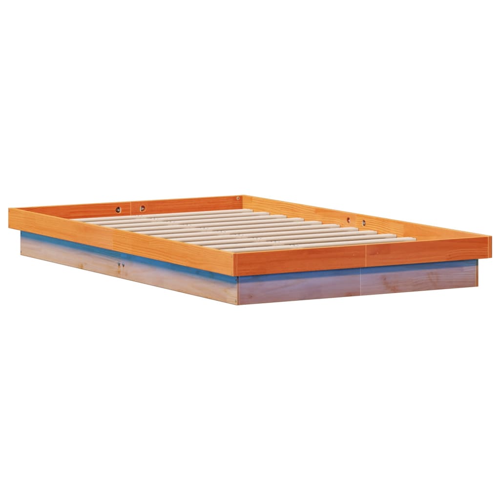LED okvir kreveta voštano smeđi 135x190 cm od masivne borovine