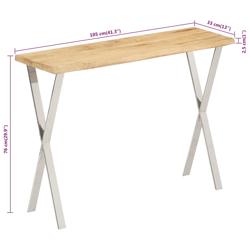 Konzolni stol sa živim rubom 105x33x76 cm masivno drvo manga