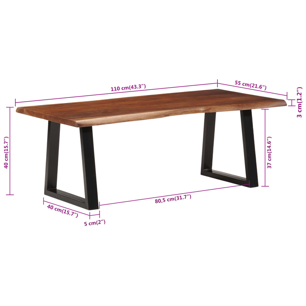 Stolić za kavu boja meda 110 x 55 x 40 cm masivno drvo bagrema