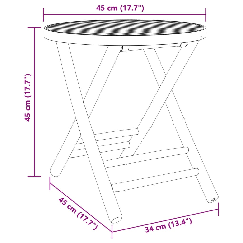 3-dijelni sklopivi bistro set s tamnosivim jastucima bambus