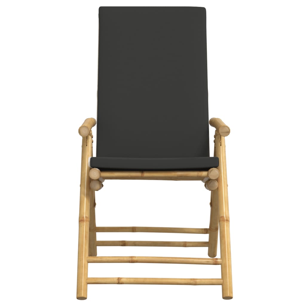 3-dijelni sklopivi bistro set s tamnosivim jastucima bambus