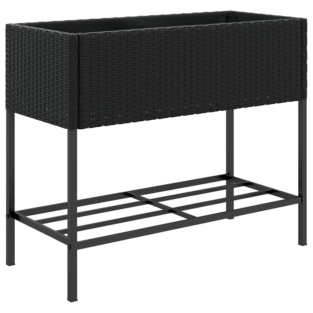 Vrtne sadilice s policom 2 kom crne 90 x 40 x 75 cm poliratan
