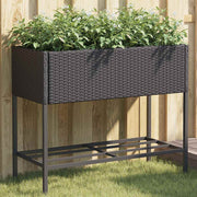 Vrtne sadilice s policom 2 kom crne 90 x 40 x 75 cm poliratan