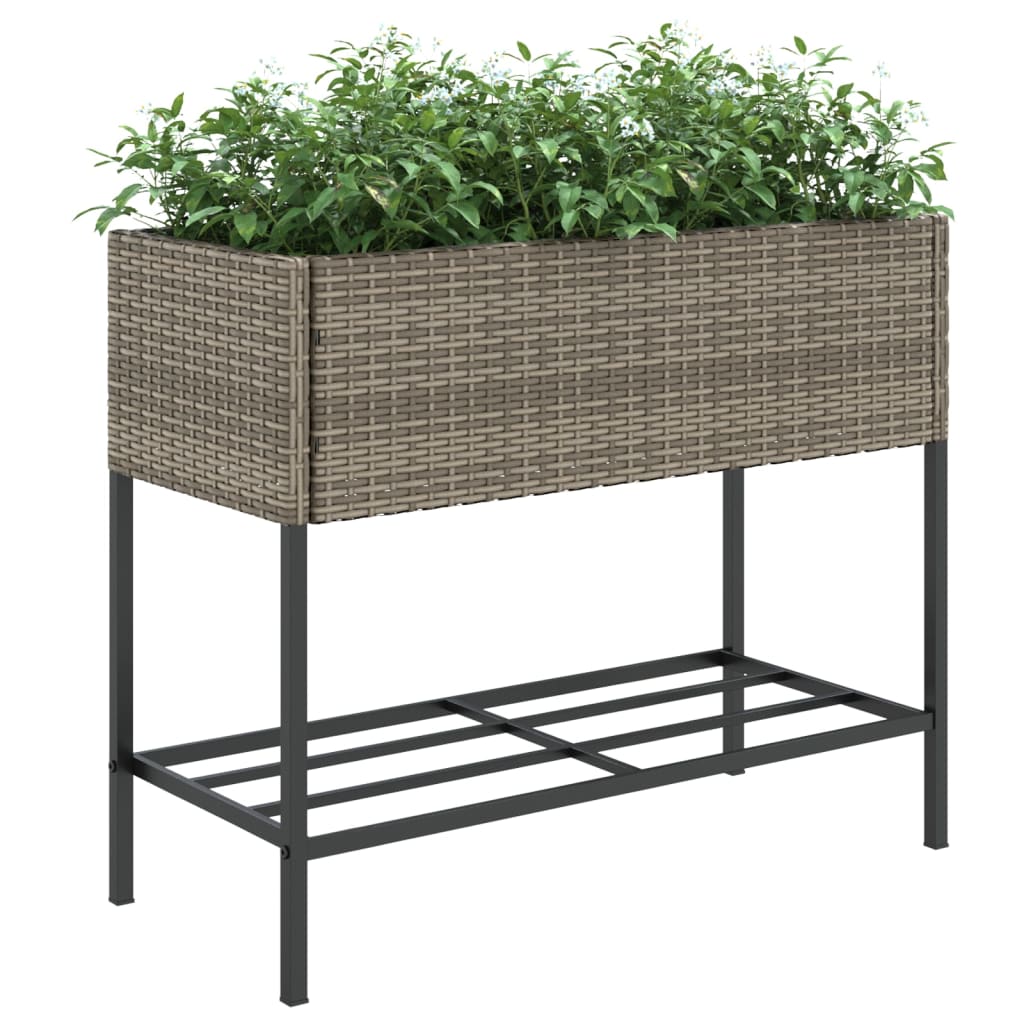 Vrtne sadilice s policom 2 kom sive 90 x 40 x 75 cm poliratan