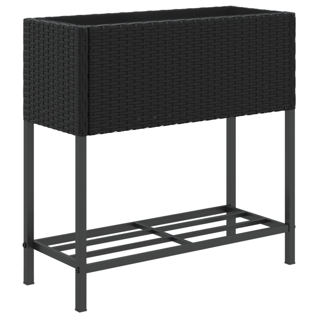 Vrtne sadilice s policom 2 kom crne 70 x 28 x 70 cm poliratan