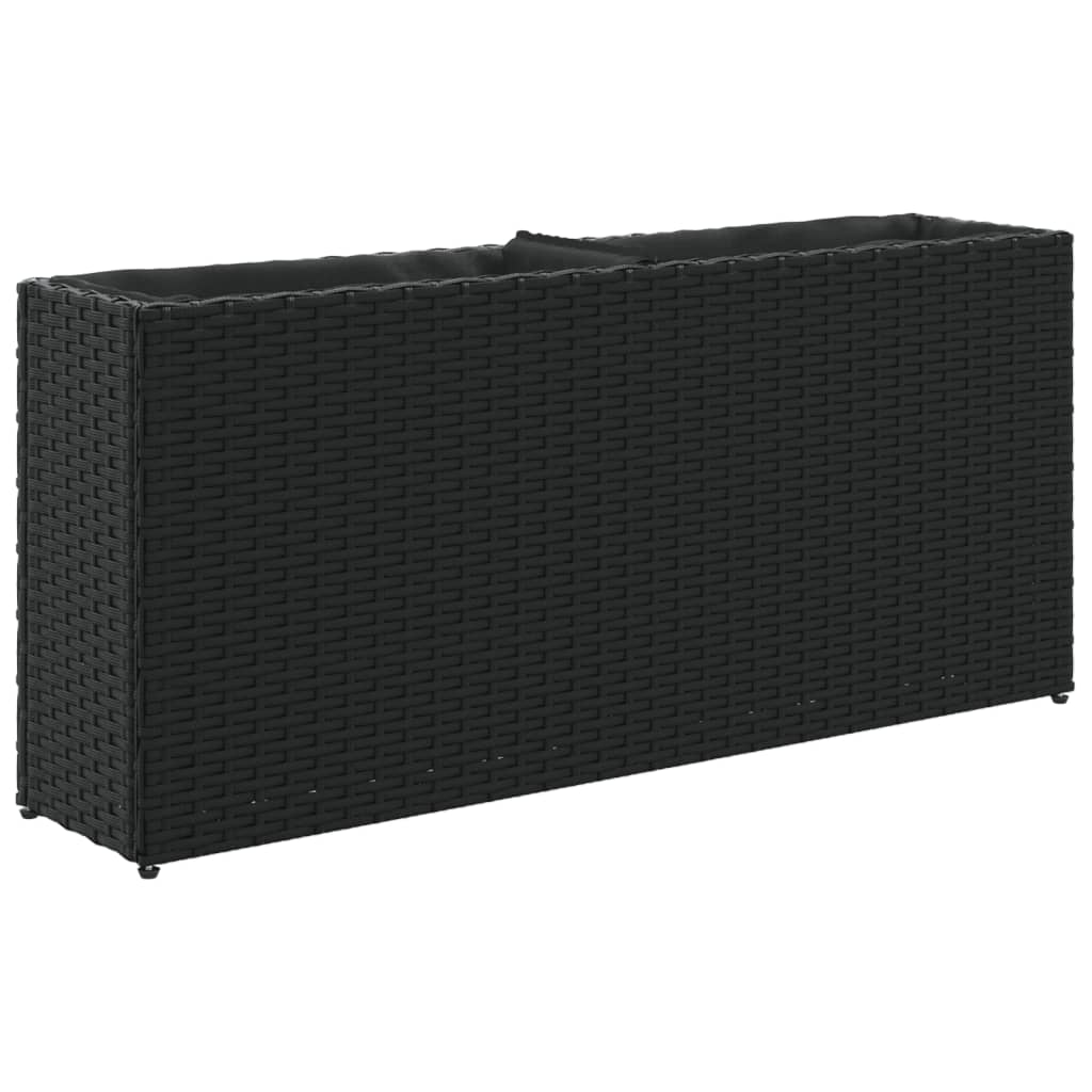 Vrtne sadilice s 2 posude 2 kom crne 90 x 20 x 40 cm poliratan