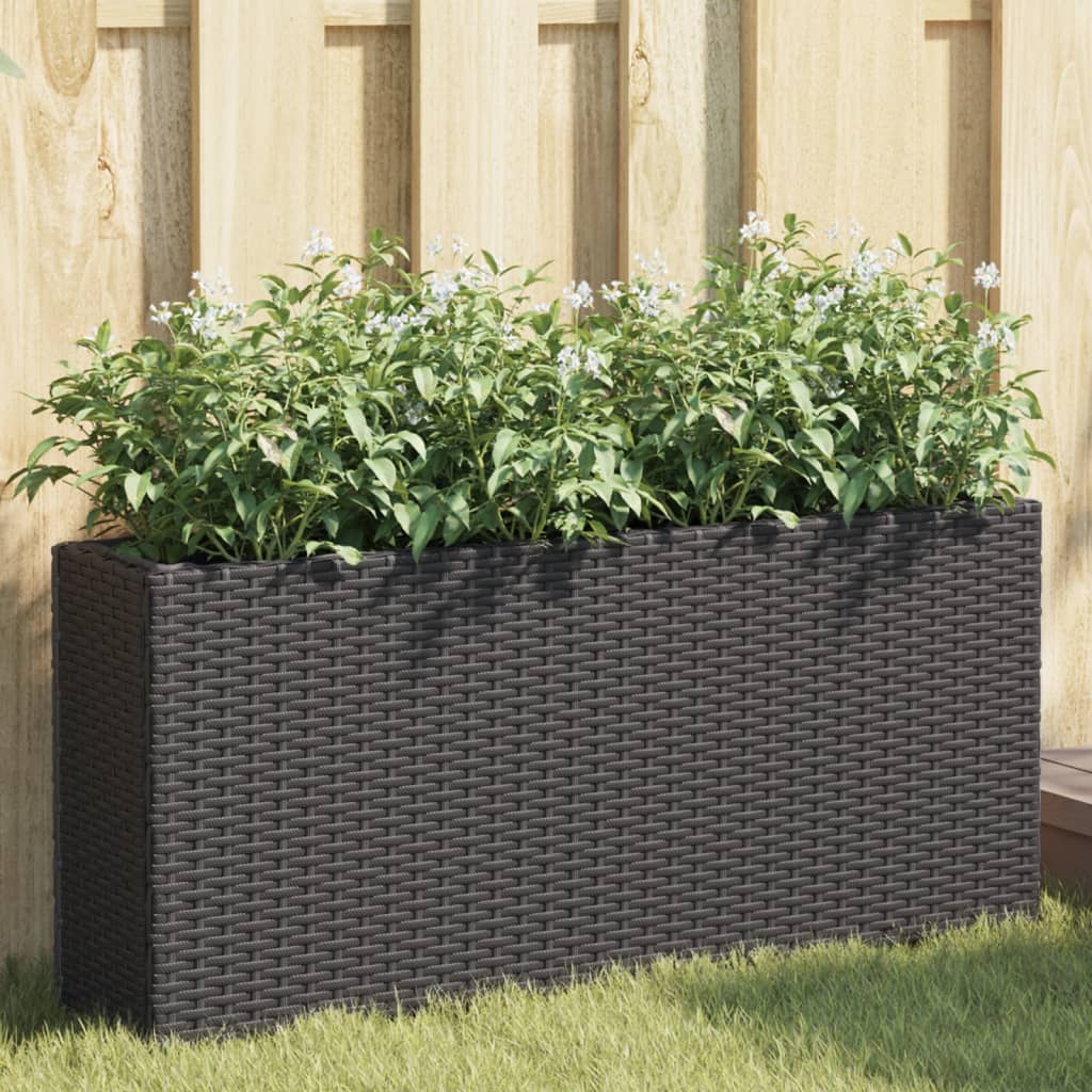 Vrtne sadilice s 2 posude 2 kom crne 90 x 20 x 40 cm poliratan