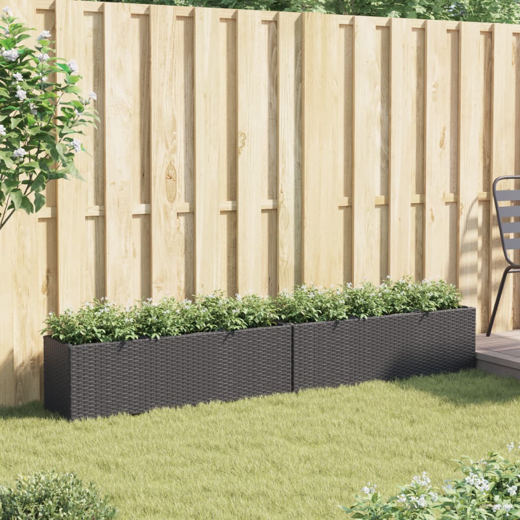 Vrtne sadilice s 3 posude 2 kom crne 90 x 20 x 40 cm poliratan