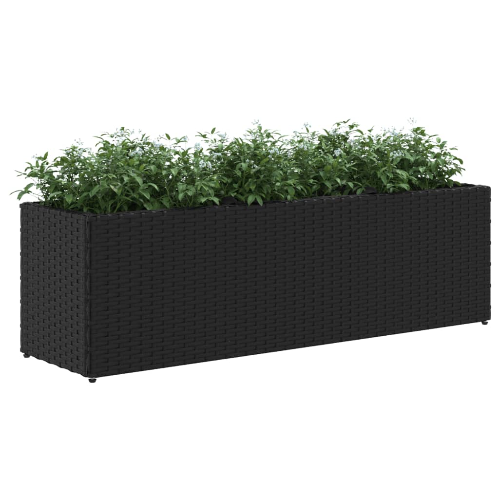 Vrtne sadilice s 3 posude 2 kom crne 90 x 20 x 40 cm poliratan