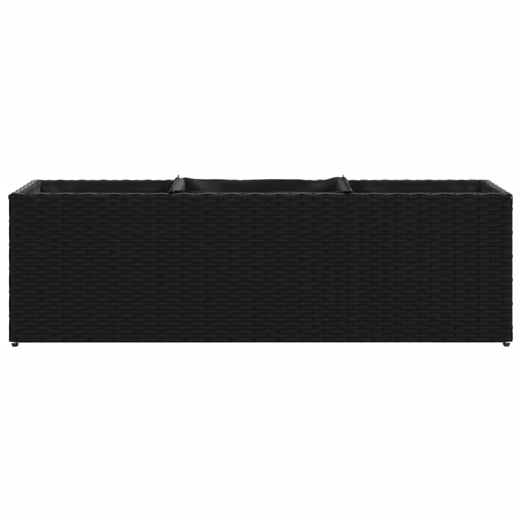 Vrtne sadilice s 3 posude 2 kom crne 90 x 20 x 40 cm poliratan