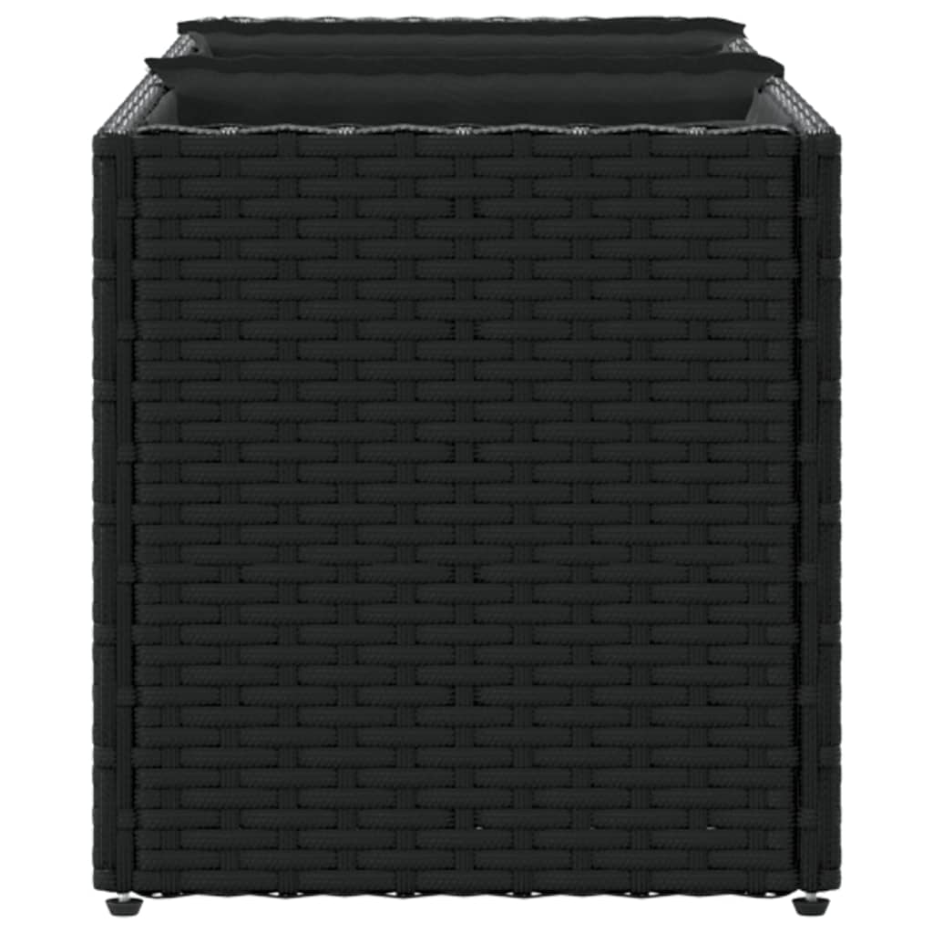 Vrtne sadilice s 3 posude 2 kom crne 90 x 20 x 40 cm poliratan